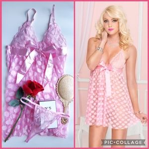 Pink Babydoll Set: Rose